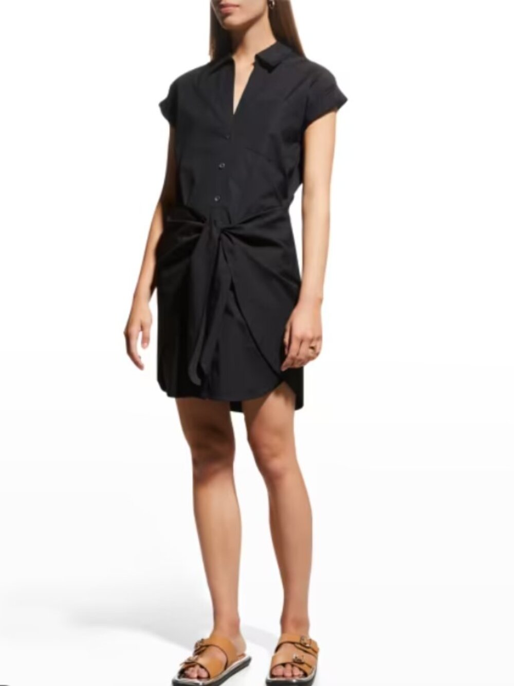 Veronica Beard Aimee Shirtdress size 6 Black Mini Cotton Tie Front